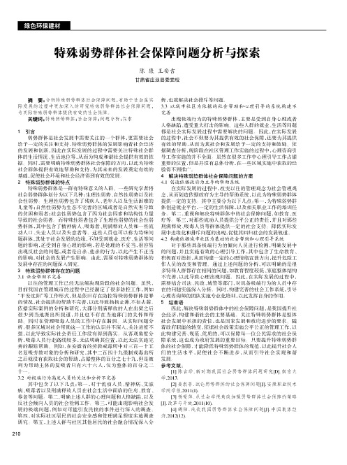 特殊弱势群体社会保障问题分析与探索