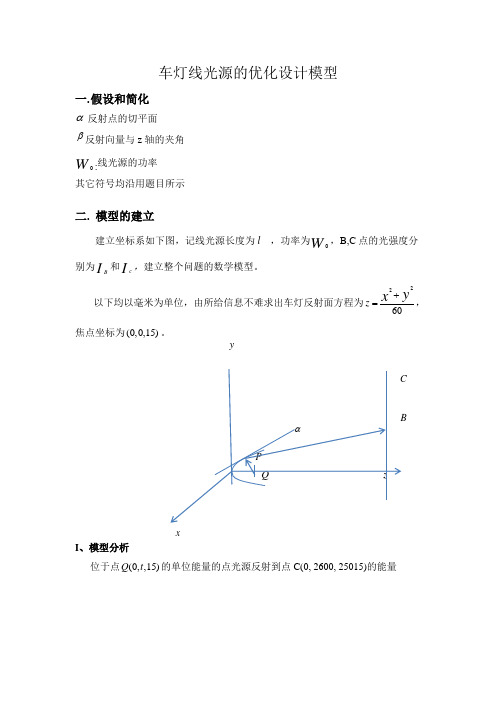 车灯线光源的化设计模型