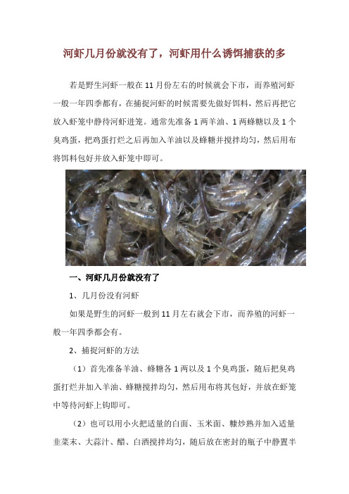 河虾几月份就没有了,河虾用什么诱饵捕获的多