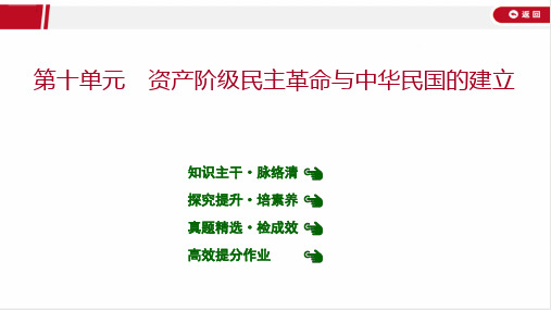 最新人教版中考历史教材知识点复习——第十单元 资产阶级民主革命与中华民国的建立