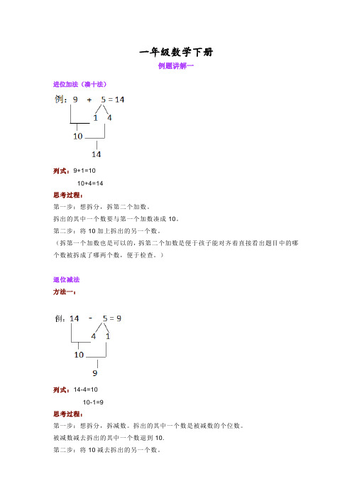 小学一年级数学进位加法、退位减法讲解及专项练习