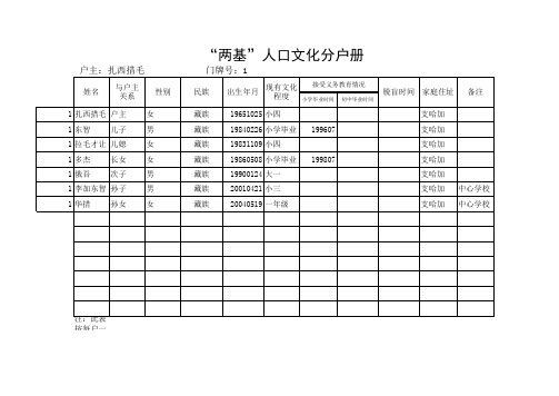 “两基”人口文化分户册