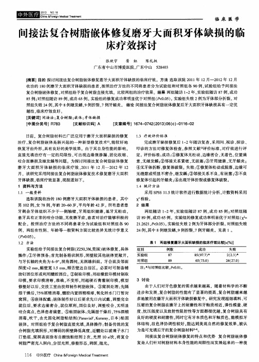 间接法复合树脂嵌体修复磨牙大面积牙体缺损的临床疗效探讨