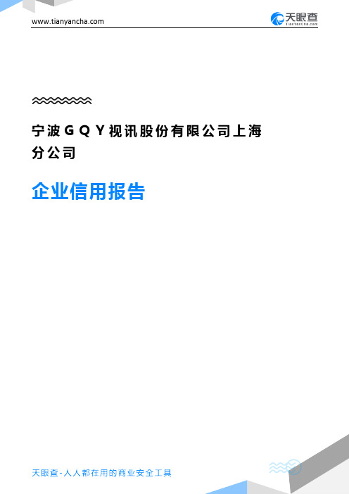 宁波GQY视讯股份有限公司上海分公司企业信用报告-天眼查