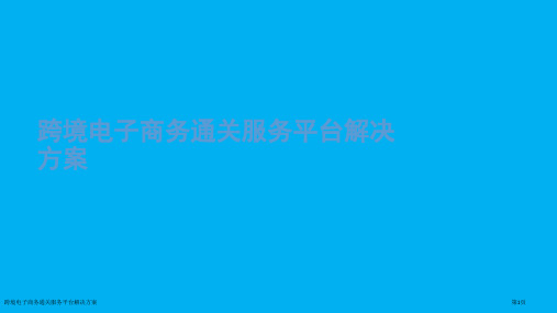 跨境电子商务通关服务平台解决方案