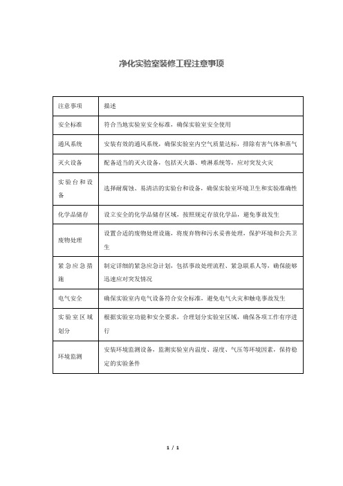 净化实验室装修工程注意事项