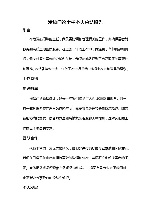 发热门诊主任个人总结报告