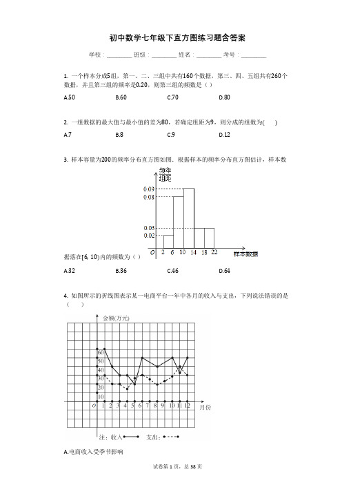 初中数学七年级下直方图练习题含答案