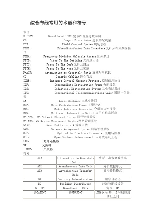 综合布线常用的术语和符号