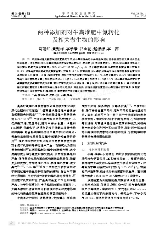 两种添加剂对牛粪堆肥中氮转化及相关微生物的影响