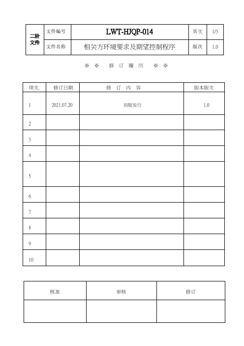 ISO14001：2015相关方要求及期望控制程序