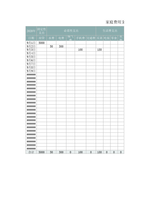 费用支出统计表