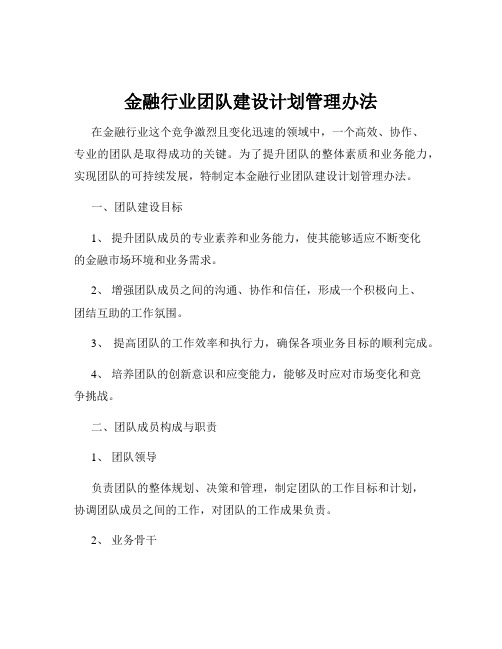 金融行业团队建设计划管理办法