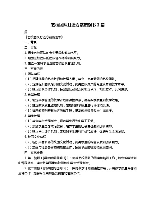 艺校团队打造方案策划书3篇