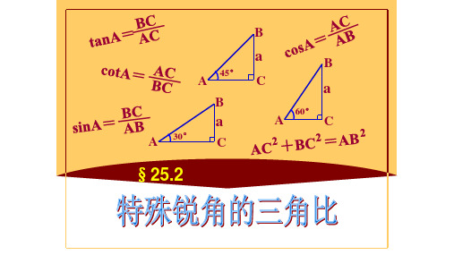 沪教版初中数学九年级第一学期  特殊锐角的三角比义 课件优秀课件资料