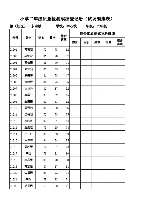 二年级成绩册