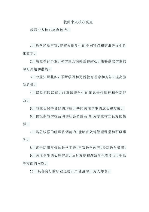 教师个人核心亮点