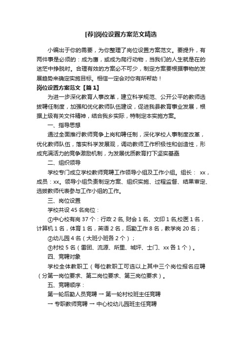 [荐]岗位设置方案范文精选