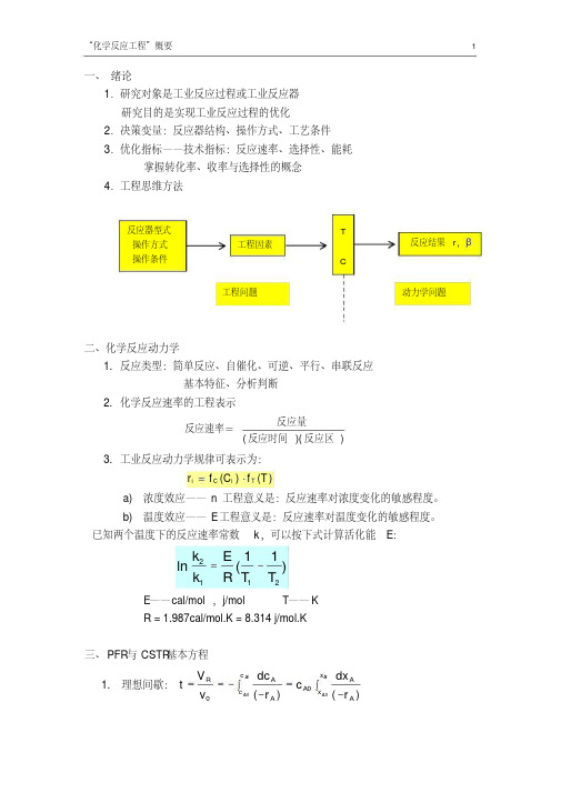 化学反应工程复习总结