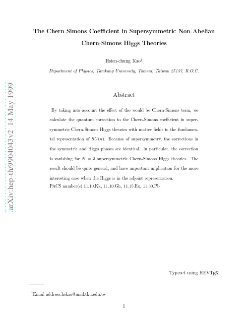 The Chern-Simons Coefficient in Supersymmetric Non-abelian Chern-Simons Higgs Theories