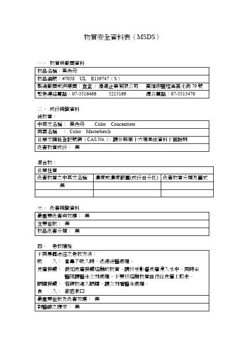 黑色母 MSDS