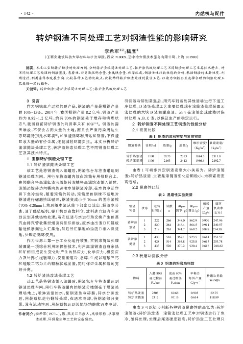 转炉钢渣不同处理工艺对钢渣性能的影响研究