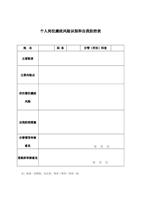 个人廉政风险防控表