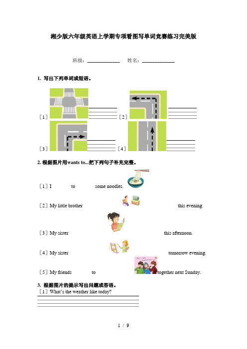 湘少版六年级英语上学期专项看图写单词竞赛练习完美版