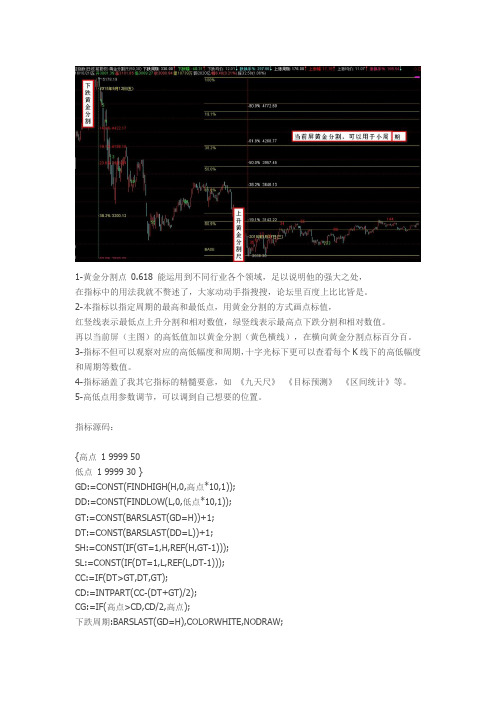 最强黄金分割尺+ 斐波那契周期主图指标通达信指标公式源码