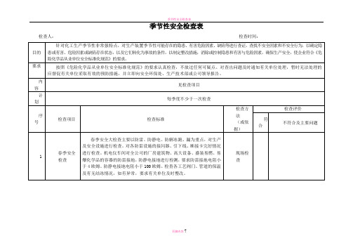 季节性安全检查表