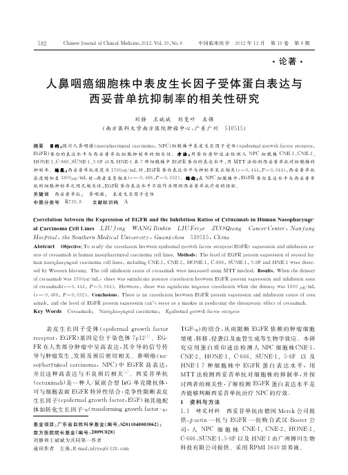 人鼻咽癌细胞株中表皮生长因子受体达与西妥昔单抗抑制率的相关性研究_刘静