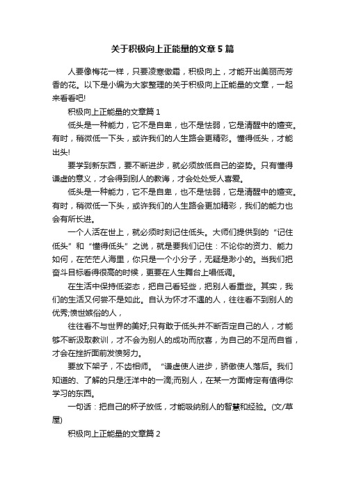 关于积极向上正能量的文章5篇