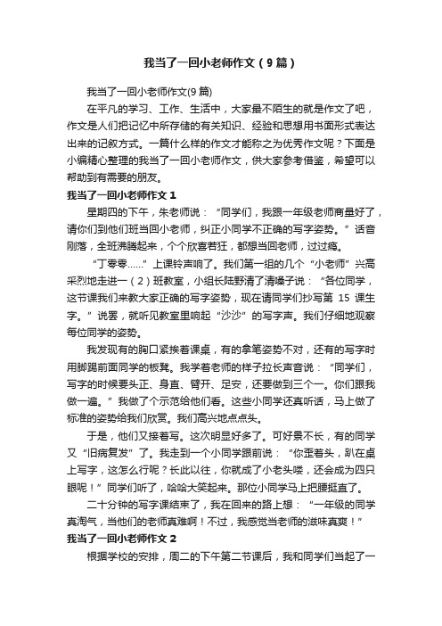 我当了一回小老师作文（9篇）