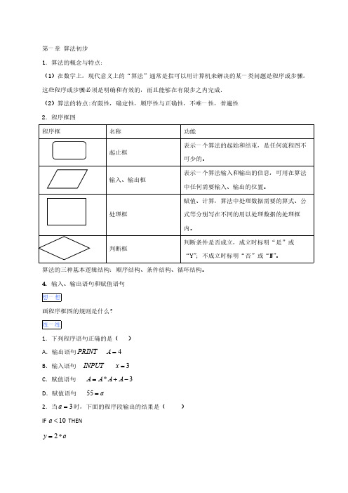 Happy暑假 我的作业君-高一数学 必修3 第一章 算法初步 Word版含解析