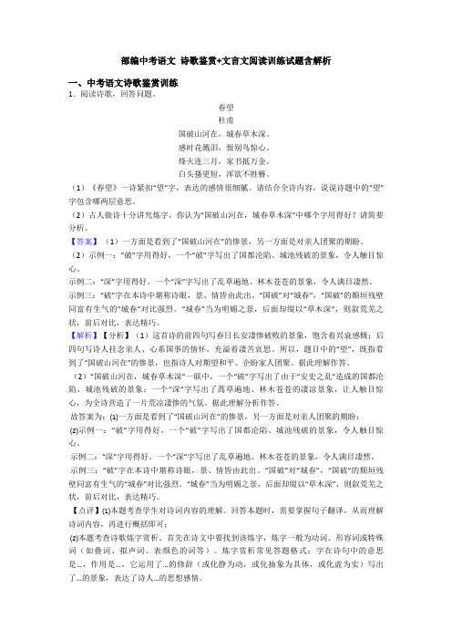 部编中考语文 诗歌鉴赏+文言文阅读训练试题含解析 (3)