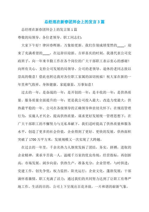 总经理在新春团拜会上的发言3篇