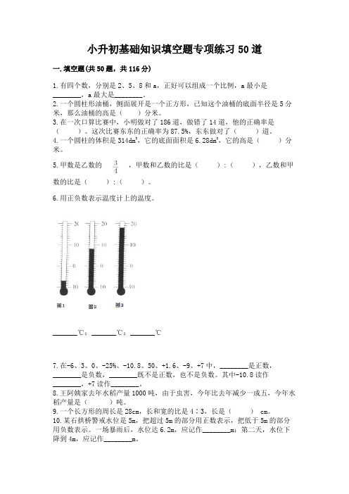 小升初基础知识填空题专项练习50道精品【实用】