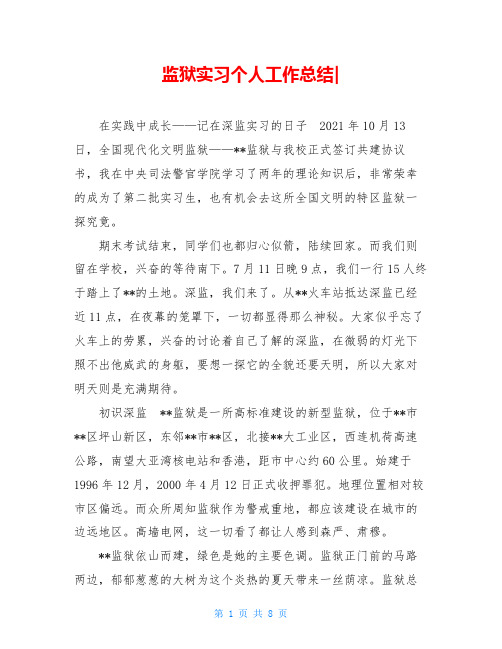 监狱实习个人工作总结-