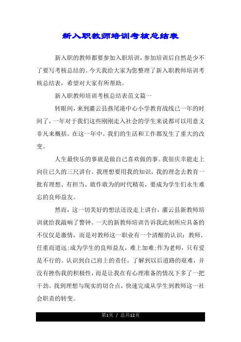 新入职教师培训考核总结表.doc