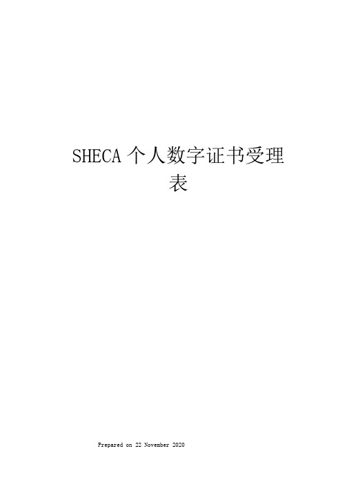 SHECA个人数字证书受理表