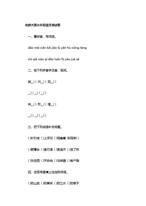 北师大版小升初语文测试卷