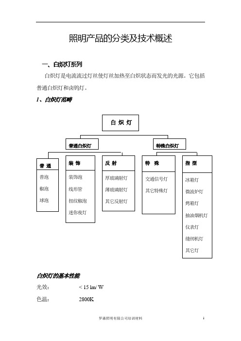 照明产品的分类及技术概述