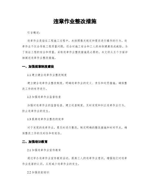 违章作业整改措施