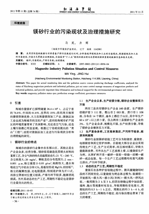 镁砂行业的污染现状及治理措施研究