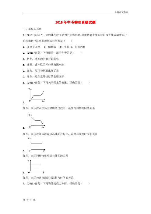 精品2019年中考物理真题试题(含解析) 新人教版