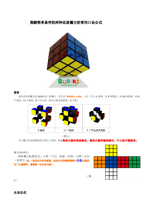 简单易学的两种还原魔方的口诀及公式图解