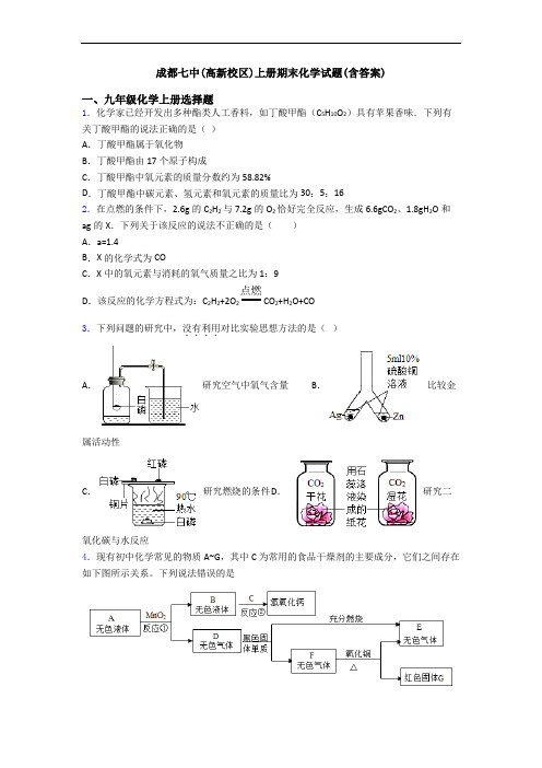 成都七中(高新校区)初三化学上册期末化学试题(含答案)