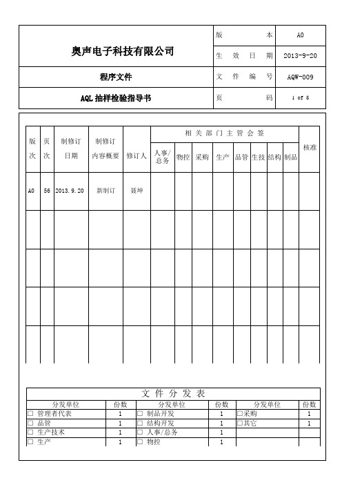 AQL抽样检验指导书