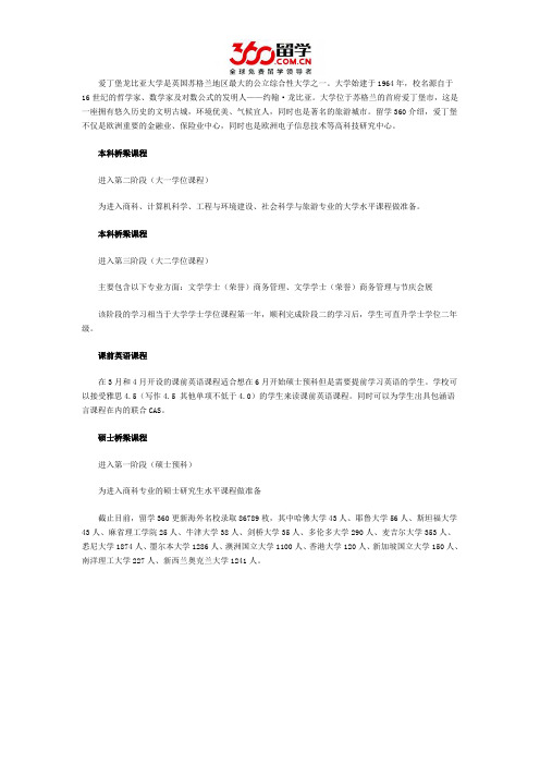 爱丁堡龙比亚大学开设课程