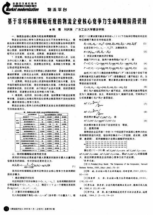 基于非对称模糊贴近度的物流企业核心竞争力生命周期阶段识别